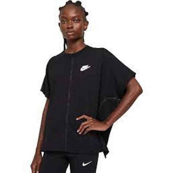 Nike Black Women's Earth Day Short Sleeve Flowy T Shirt Rainbow Threading Size M - Picture 1 of 12